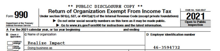 The top of the 990 tax form