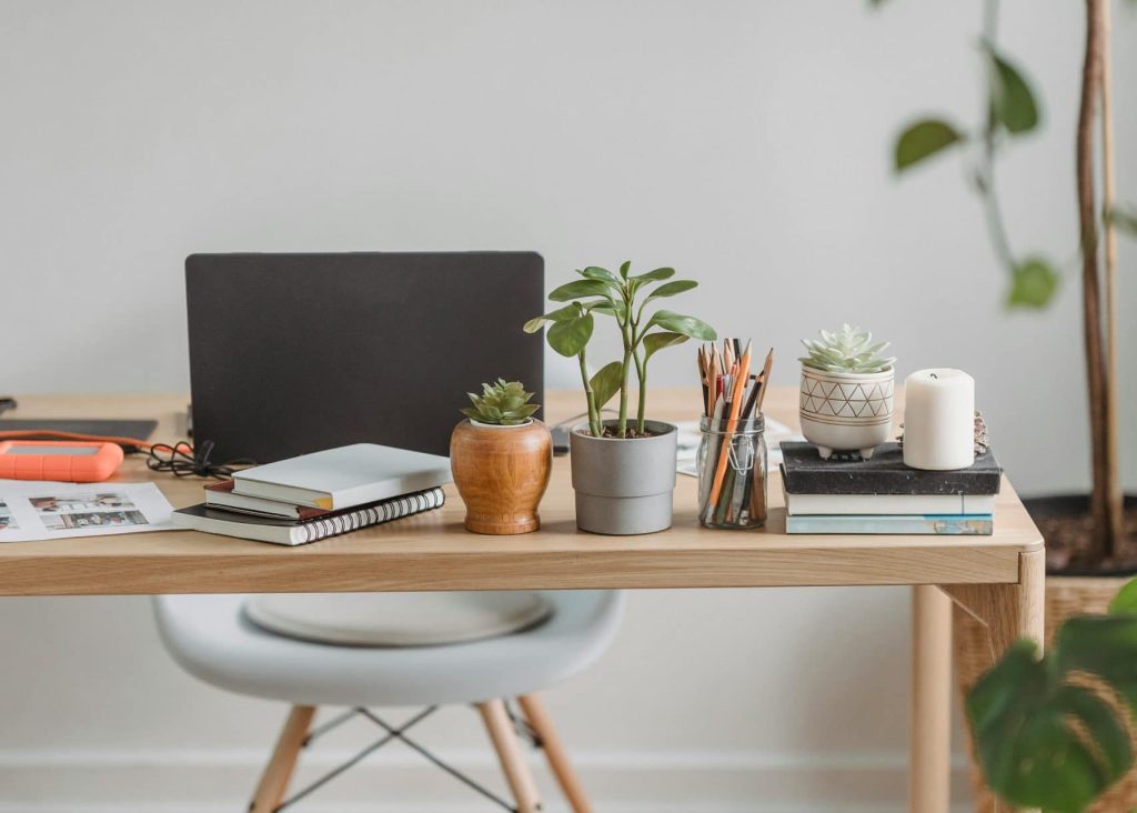 A work-from-home desk setup
