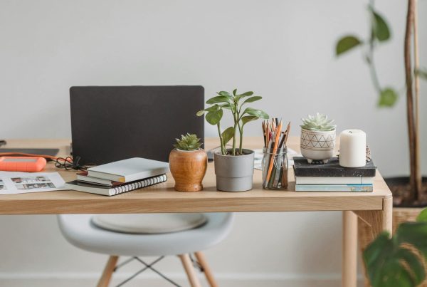 A work-from-home desk setup